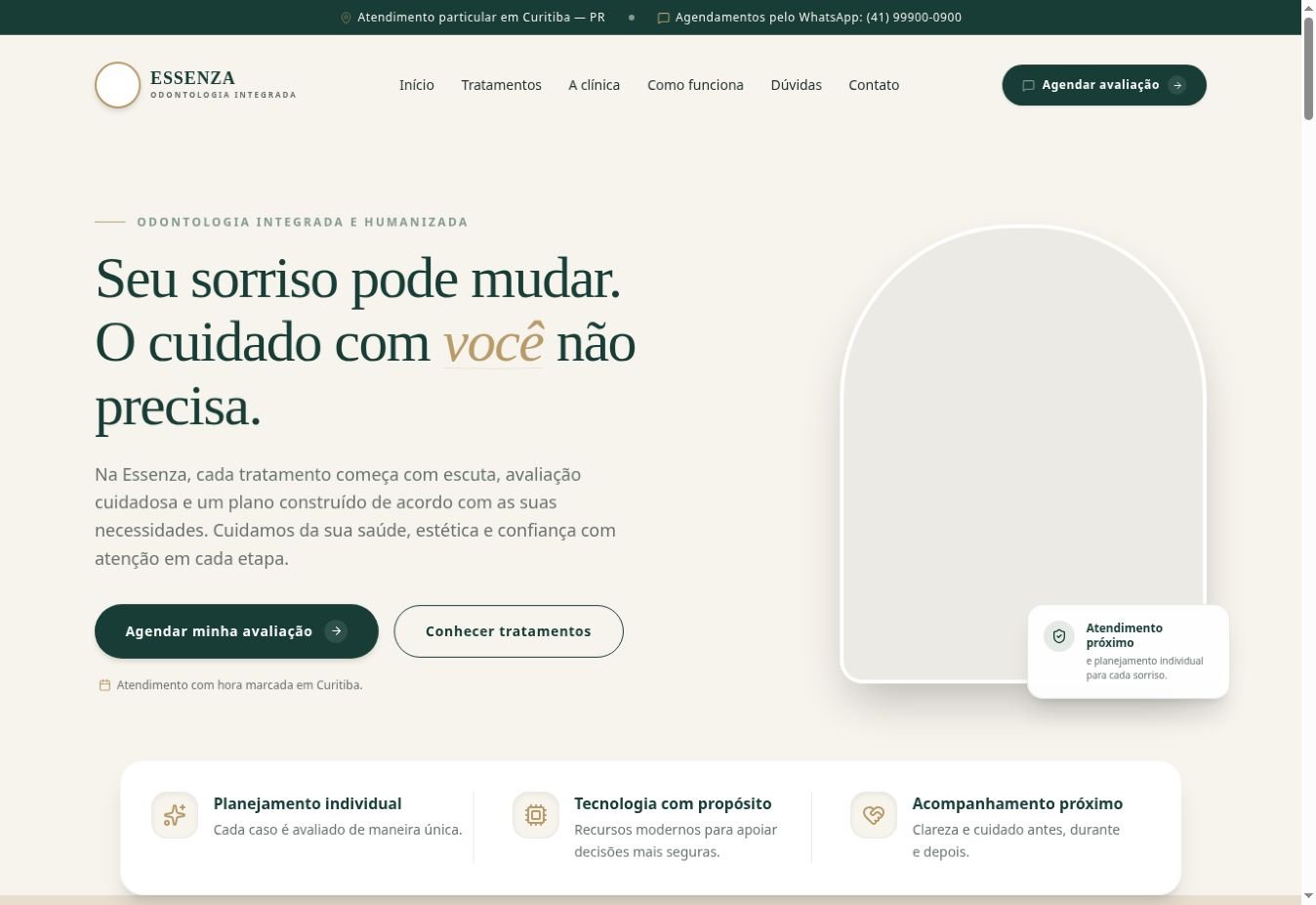 Site Essenza Odontologia
