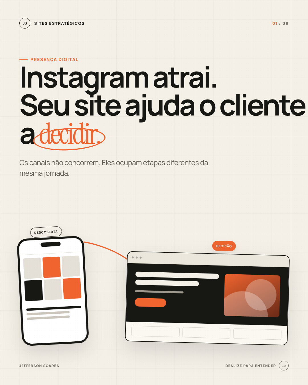 Instagram atrai. Seu site ajuda o cliente a decidir.